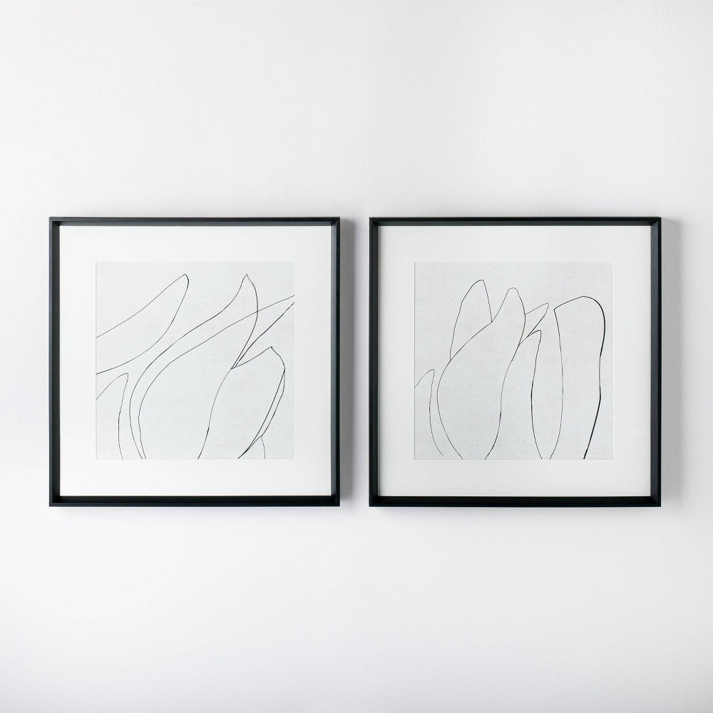 SEALED - (Set of 2) 60CM X 60CM Sketch Art Print Black/White - Threshold™ Designed with Studio McGee