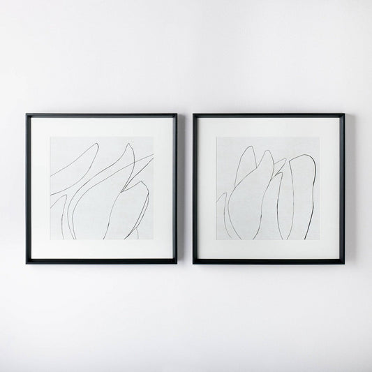 SEALED - (Set of 2) 60CM X 60CM Sketch Art Print Black/White - Threshold™ Designed with Studio McGee