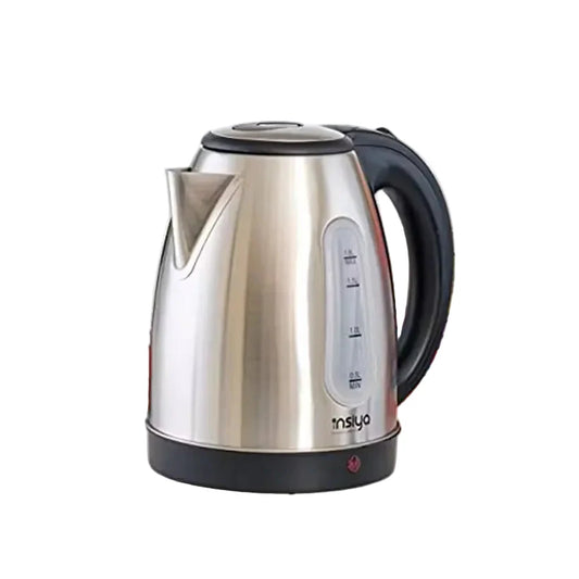 Insiya 1.8L electric kettle pouring water into a mug, highlighting its convenient spout and rapid boiling. Upgrade your kitchen with the stylish Insiya 1.8L electric kettle, featuring fast boiling and a premium design.