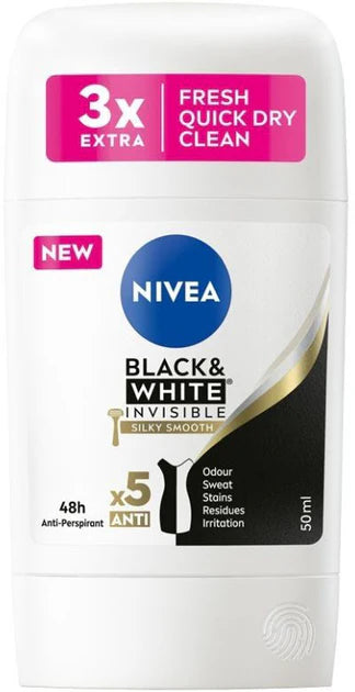 NIVEA Black and White invisible silky smooth antiperspirant stick 50 ml (42429692)