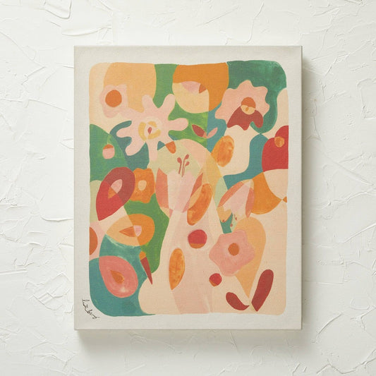 61 cm X 76 cm - Floral Abstract Unframed Wall Canvas Green - Opalhouse Designed with Jungalow