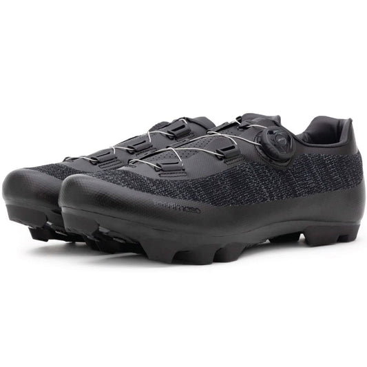 Tommaso Montagna Elite Knit Men's MTB Mountain Cycling Shoe with Quick Lace Compatible with SPD Cleats, Black