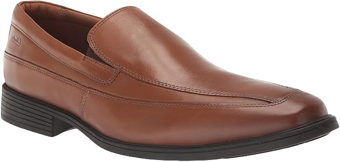 Clarks Men’s Tilden Free Dark Tan Leather Slip-On Dress Loafers