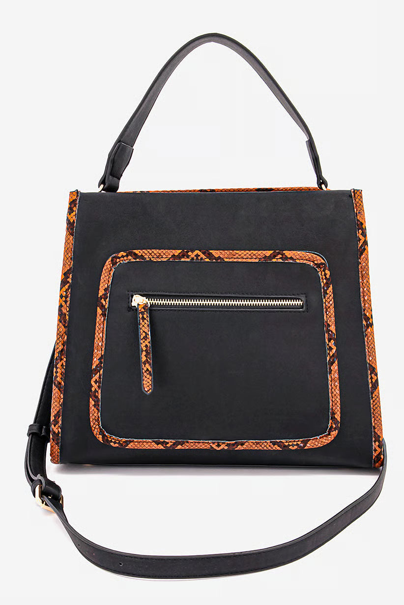 Women Snake Skin Lining Satchel Bag