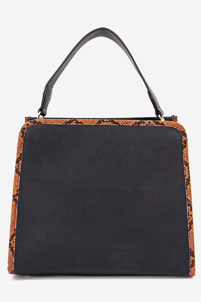Women Snake Skin Lining Satchel Bag