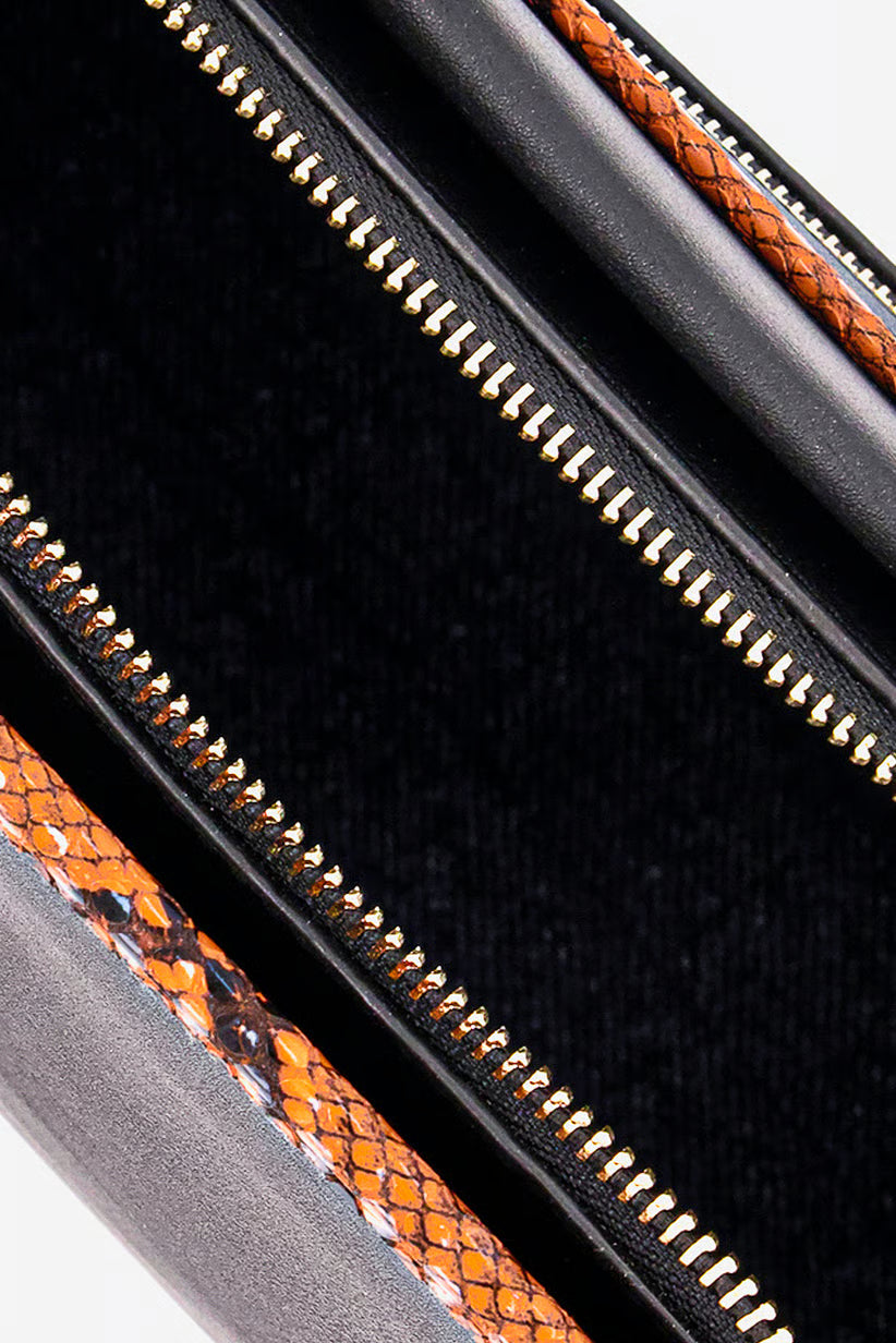 Women Snake Skin Lining Satchel Bag