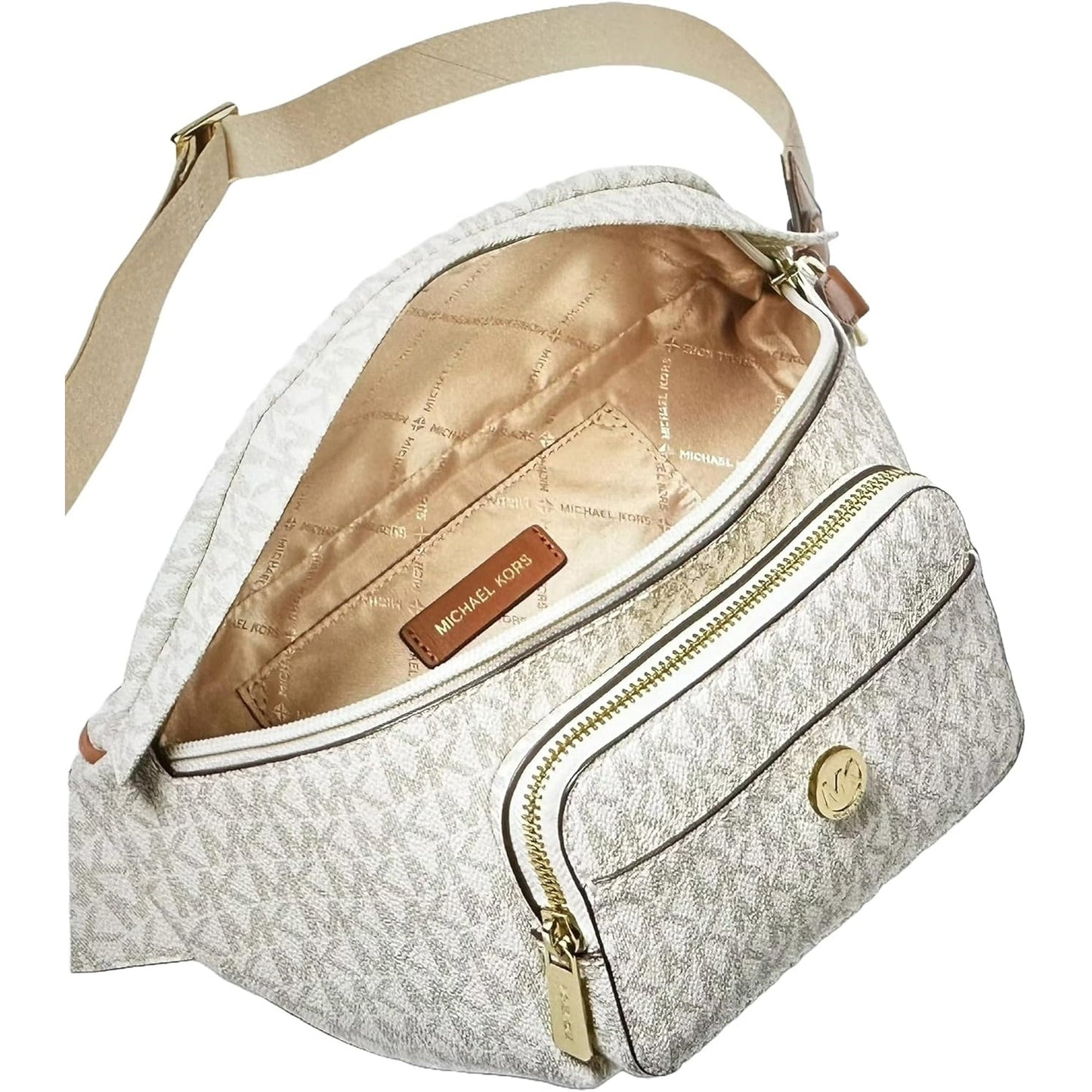 Michael Kors Maisie Large Vanilla Waistpack Card Case Fanny Pack Bag