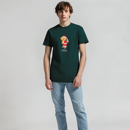 Denim & Flowers Ricky Singh  ROUND NECK T-shirt (MODEL 14) Merry Christmas