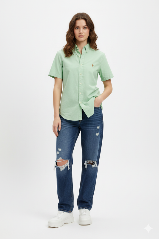 RALPH LAUREN CLASSIC FIT CHAMBRAY OXFORD  women's shirt