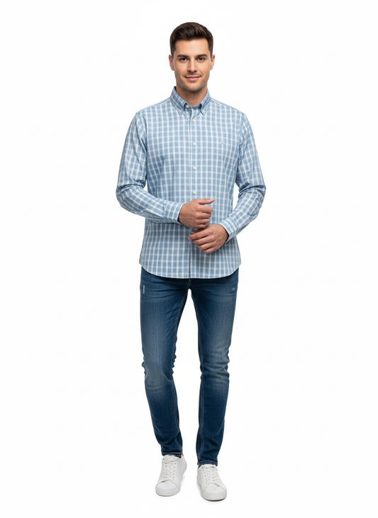 SACOOR BROTHERS Men's shirt long sleeve blue