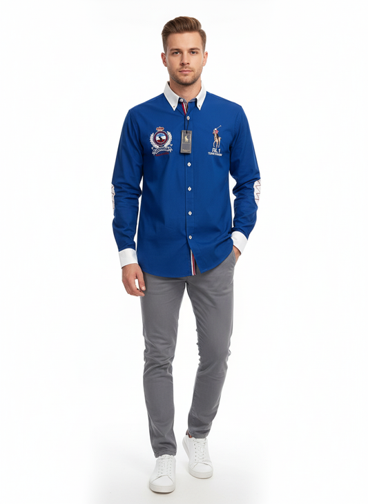 Polo by Ralph Lauren Men's shirt long sleeve solid blue color