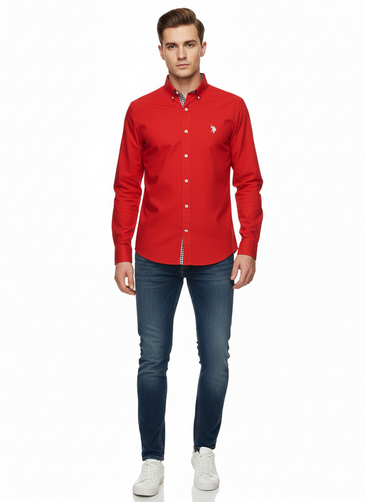 U. S. POIO ASSN. Men's shirt long sleeve red