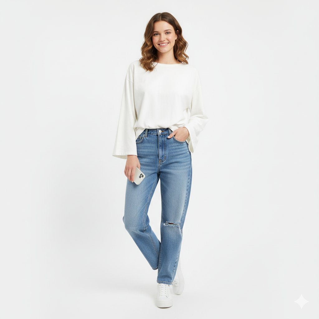 GAIALUNA Precious White Women's Full Sleeve T Shirt