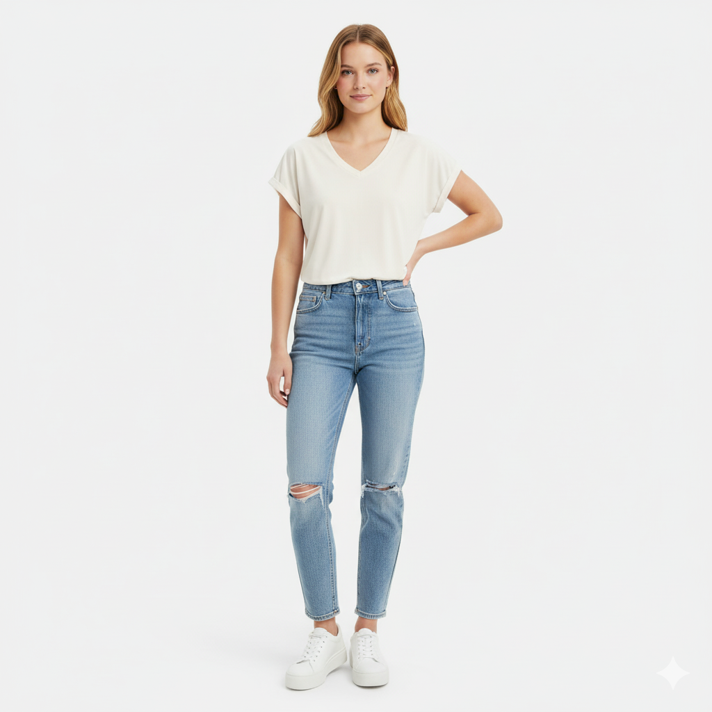 BANANA REPUBLIC WOMEN'S WHITE V NECK T SHIRT