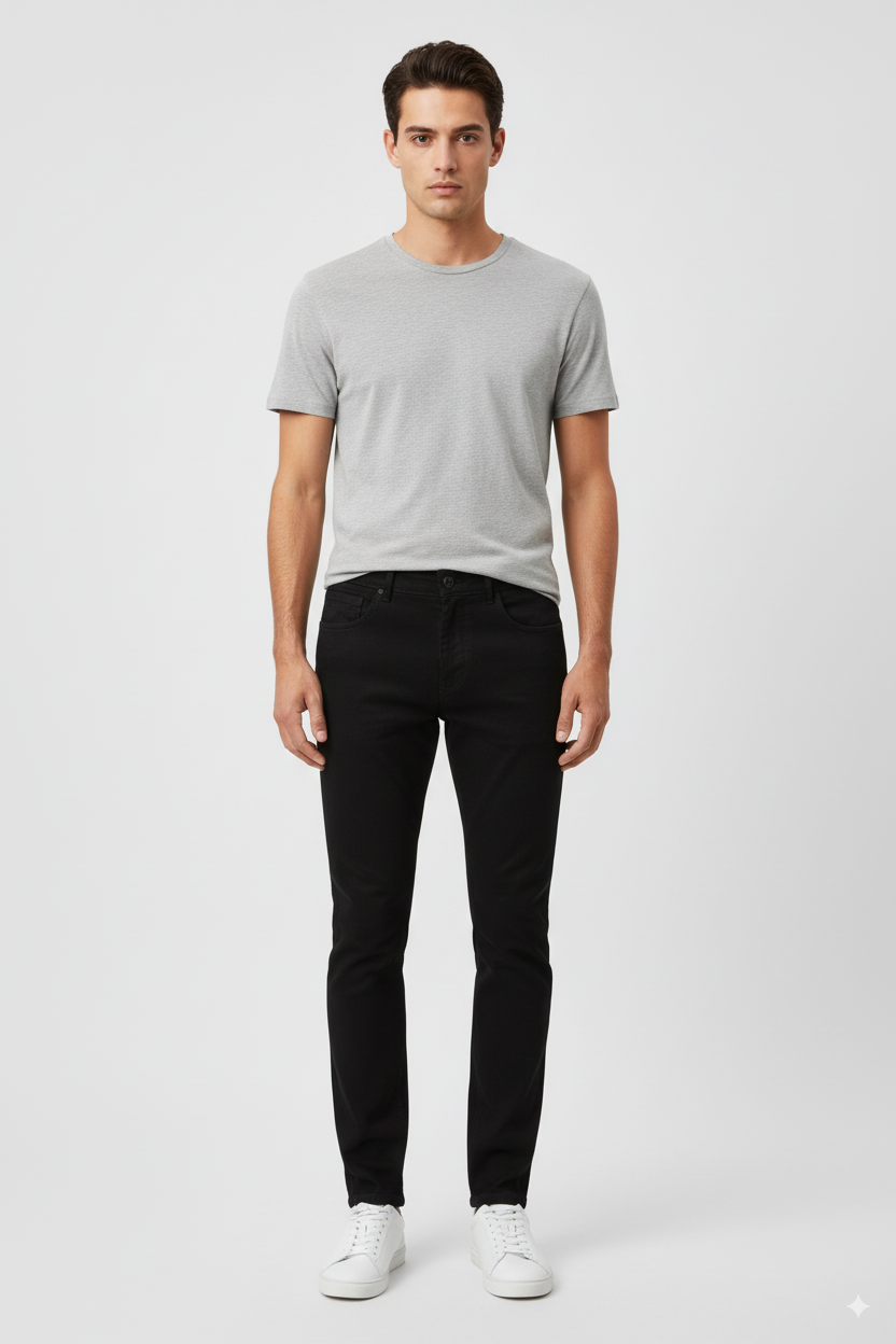 ZARA MAN BASIC COLLECION SLIM STRETCH BLACK PANTS