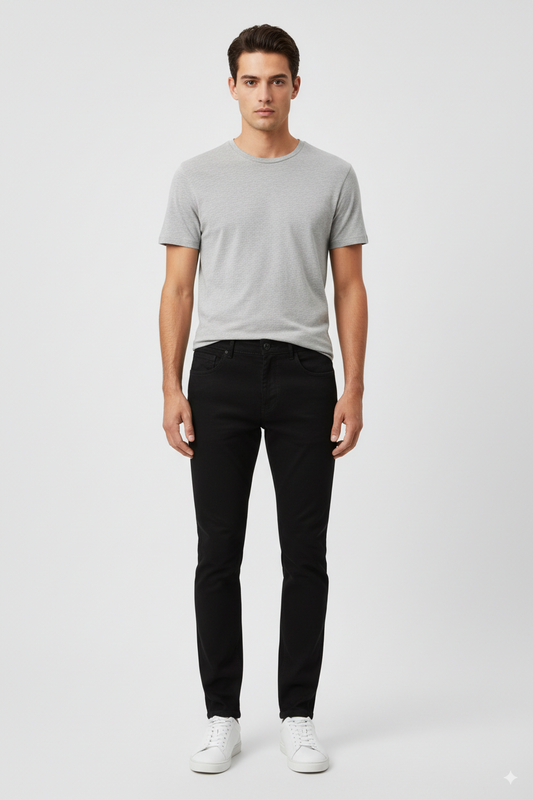 ZARA MAN BASIC COLLECION SLIM STRETCH BLACK PANTS