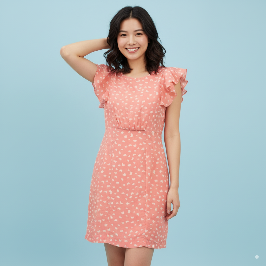 FARINA.Z WOMEN'S PINK AND WHITE DRESS