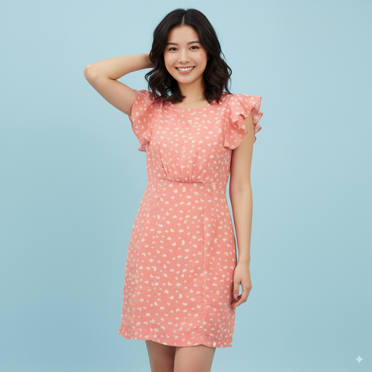 FARINA.Z WOMEN'S PINK AND WHITE DRESS