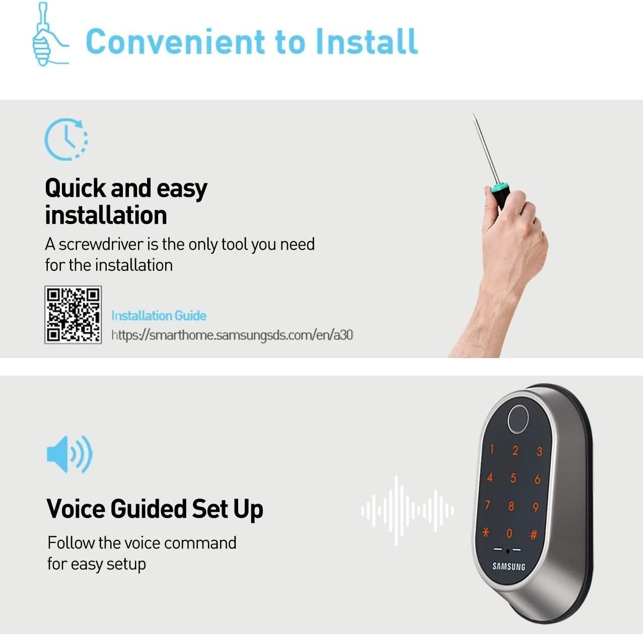 Samsung SHP-A30FCDS Smart Wi-Fi Biometric Deadbolt Door Lock Satin Nickel