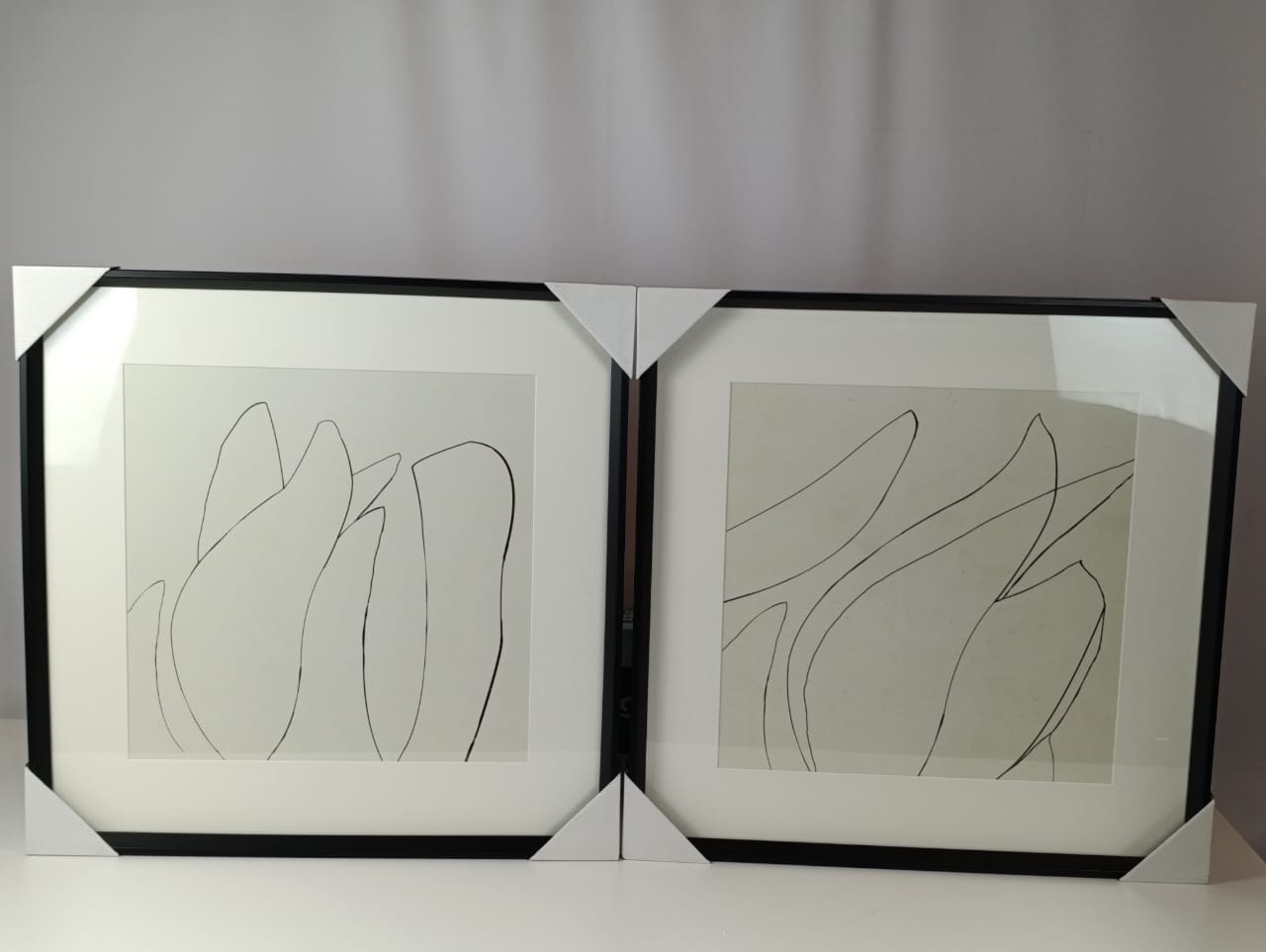 SEALED - (Set of 2) 60CM X 60CM Sketch Art Print Black/White - Threshold™ Designed with Studio McGee