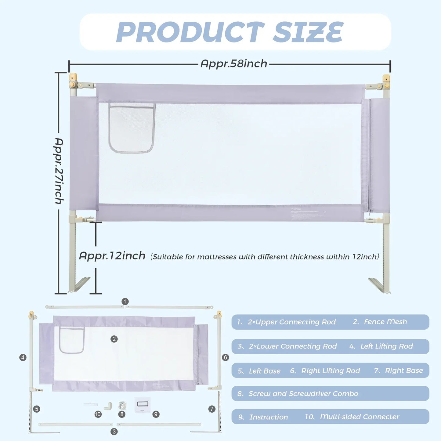 Bed Rails for Toddlers 150 cm (Gray- One Side)