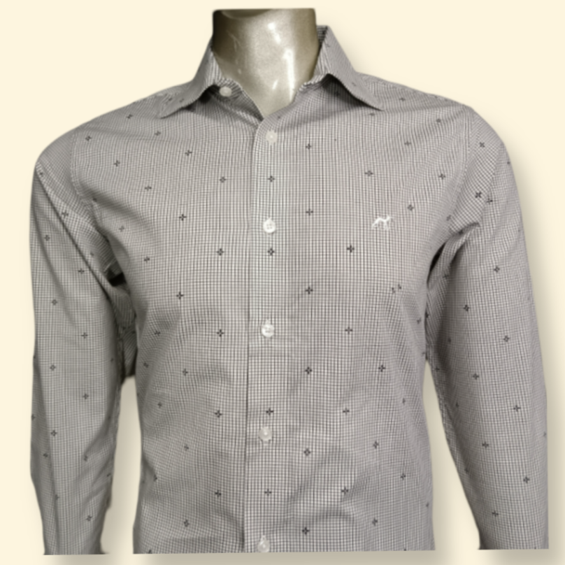 Sacoor Brothers Men's Checkered Shirt with Embroidered Logo – Casual & Stylish
