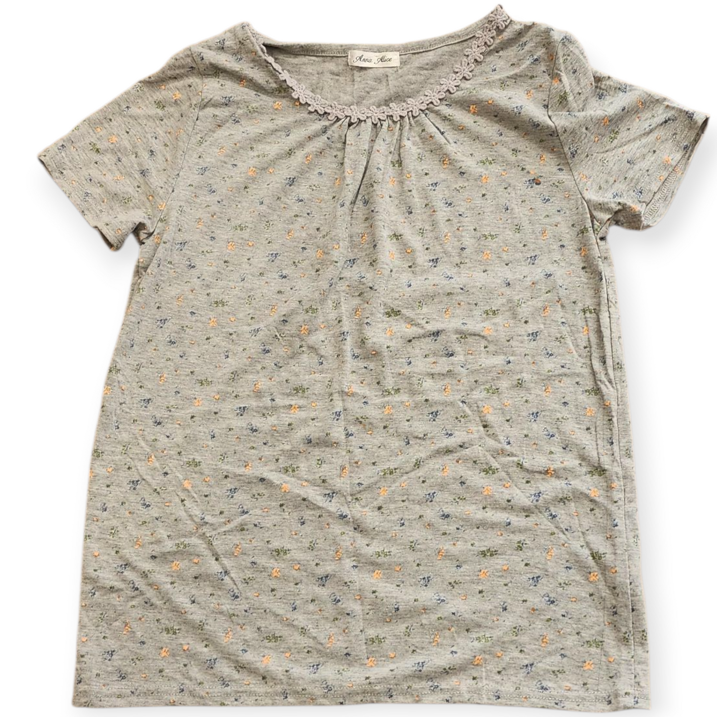 ANNA ALICE Grey Printed Night Time Women's Top
