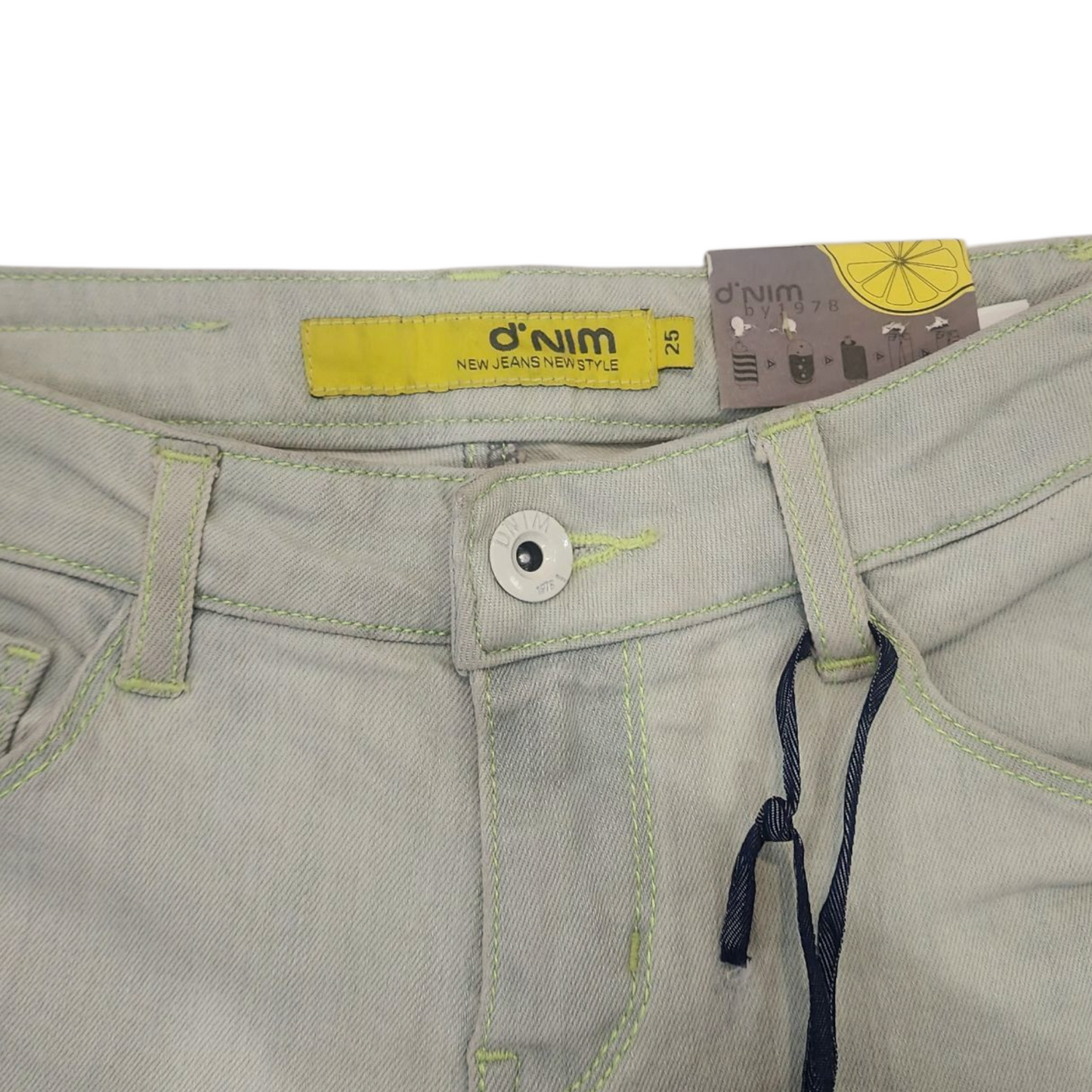 DNIM WOMENS LIGHT BLUE JEANS WITH GREEN ACCENTS