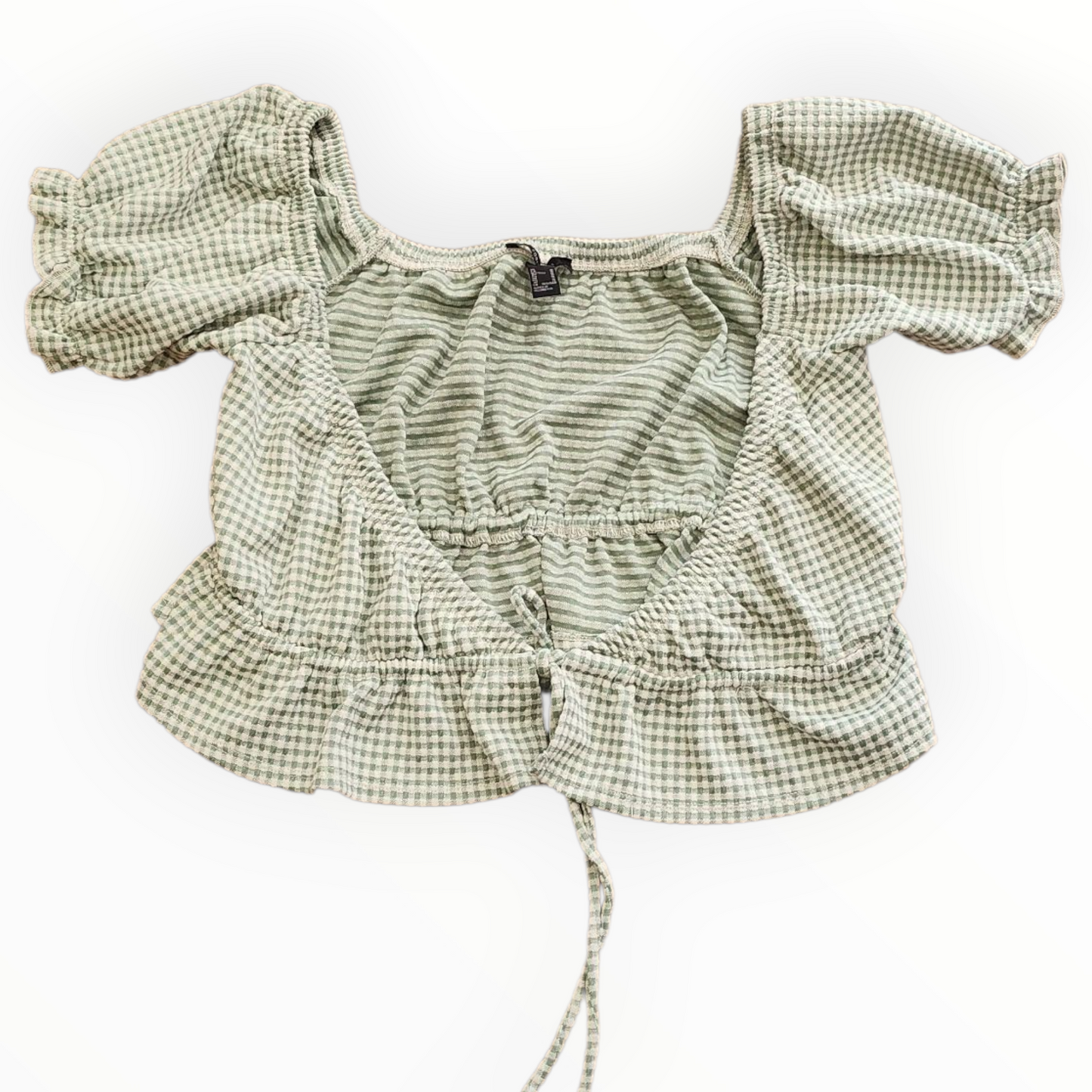 FOREVER 21 Green and White Checkered Women's Crop Top