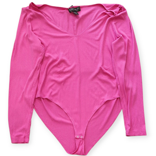 FOREVER 21+ PLUS SIZE WOMEN'S PINK FULL SLEEVE BODYSUIT
