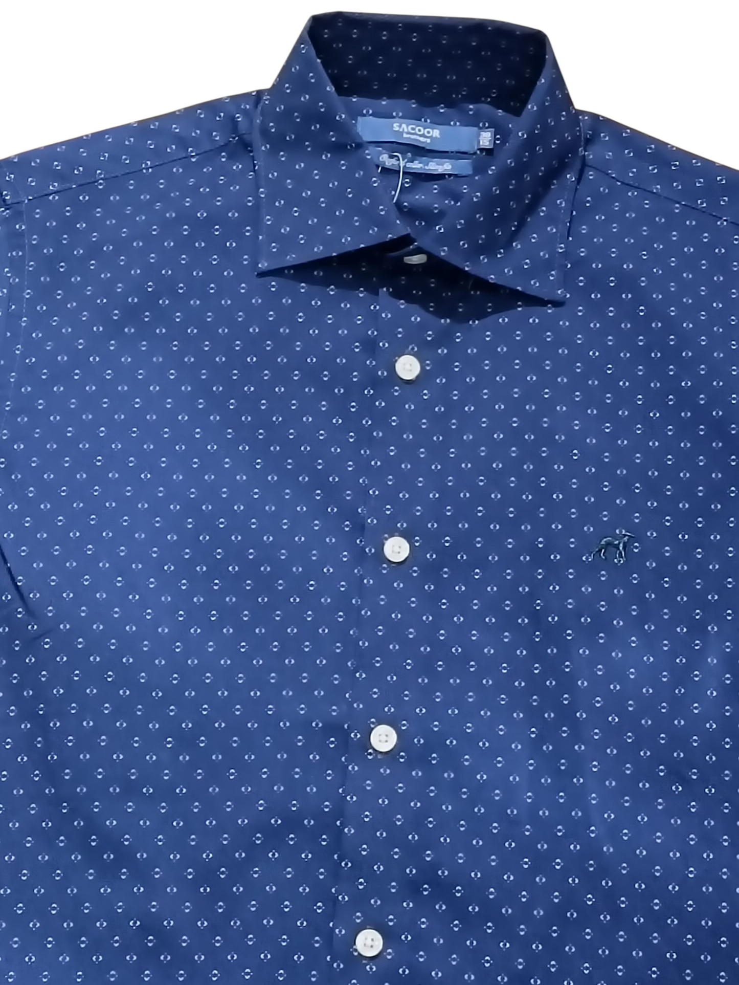 Sacoor Brothers Men's Slim Fit SHIRT  NAVY