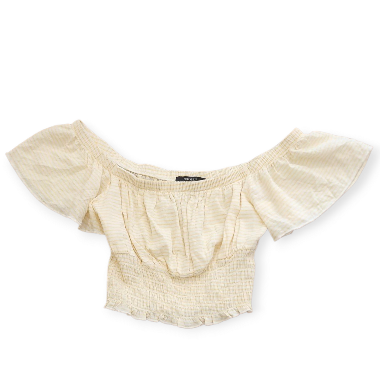 FOREVER 21 Yellow and white striped women's Croptop