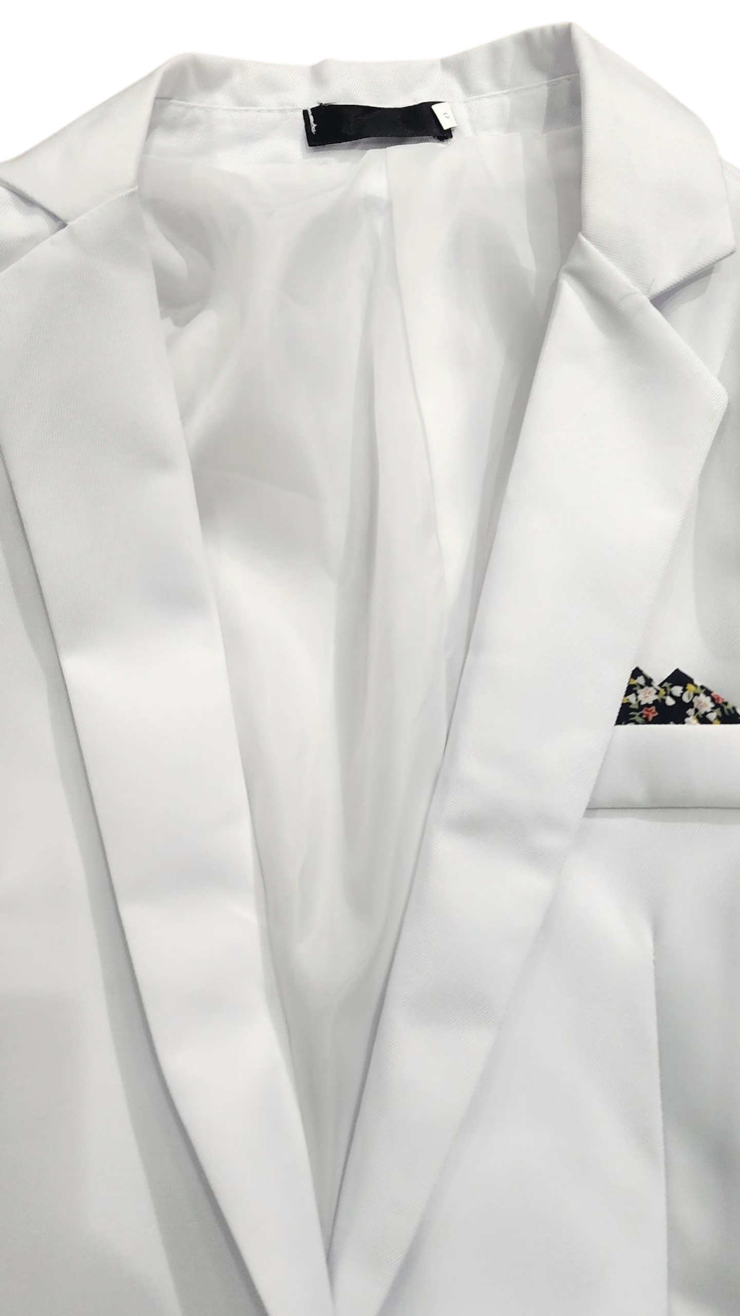 White Women's Blazer Jacket with Pocket Square