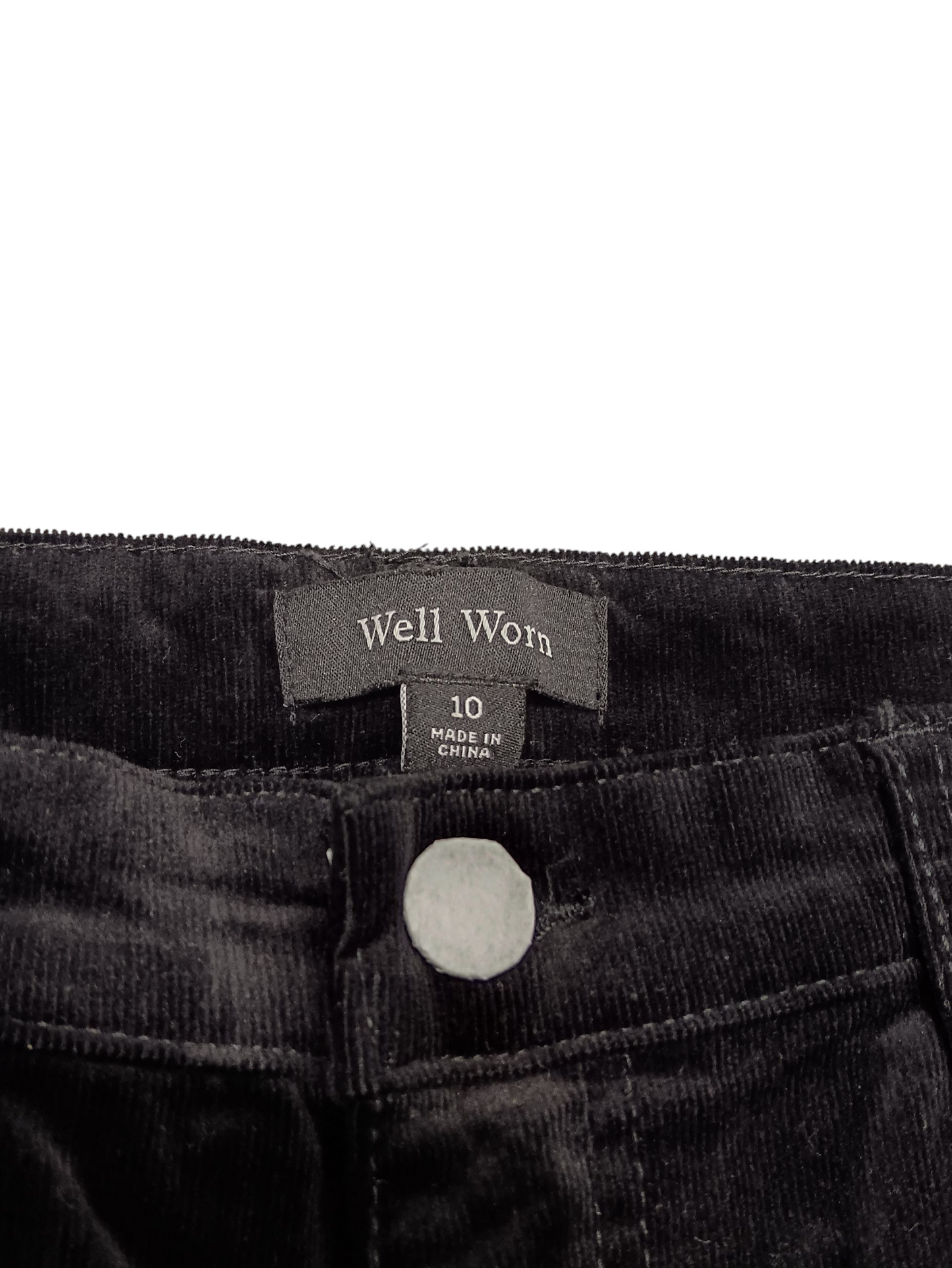 SIZE: 30 - Well Worn Women High Rise Corduroy Skinny Pant (Black 10/30)