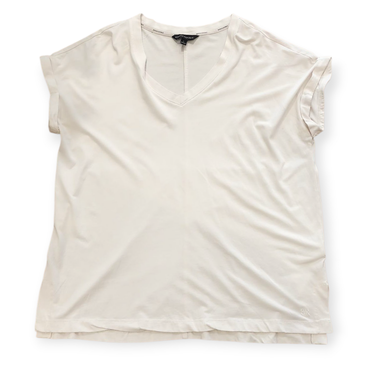 BANANA REPUBLIC WOMEN'S WHITE V NECK T SHIRT
