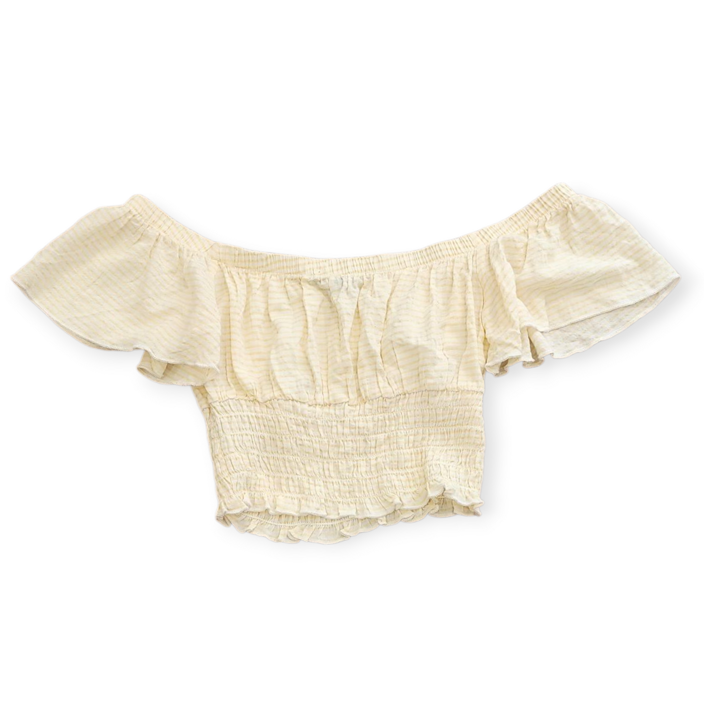 FOREVER 21 Yellow and white striped women's Croptop