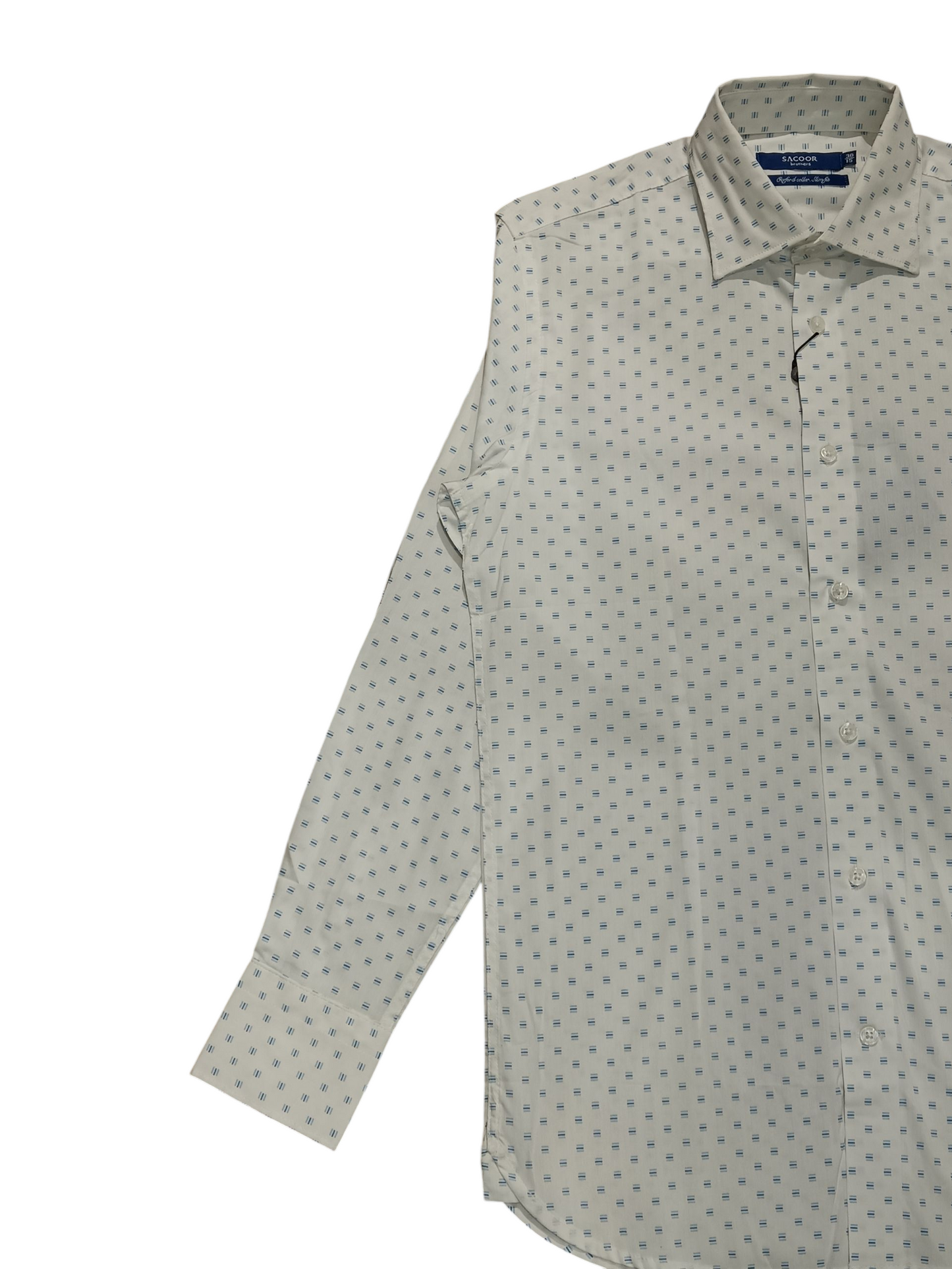Sacoor Brothers Men's Slim Fit SHIRT WHITE AND BLUE