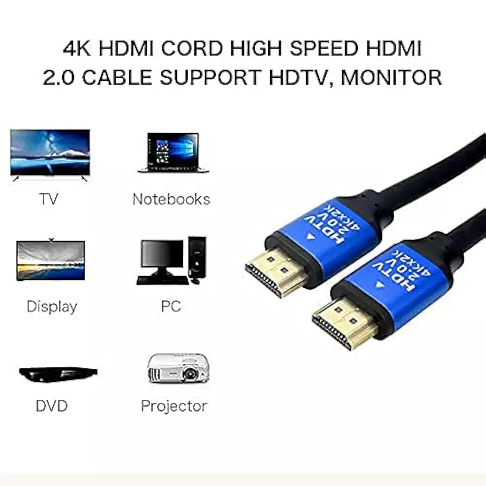 KICO
HDMI Cable (10m) 4K 60HZ, HDMI 2.0 High Speed 18Gbps HDCP 2.2 HDR/3D (2160P/1080P) Audio Return (ARC) Cable for (Display/X~Box/PS5/PS3/4) (Black/Blue) (10m)) by S