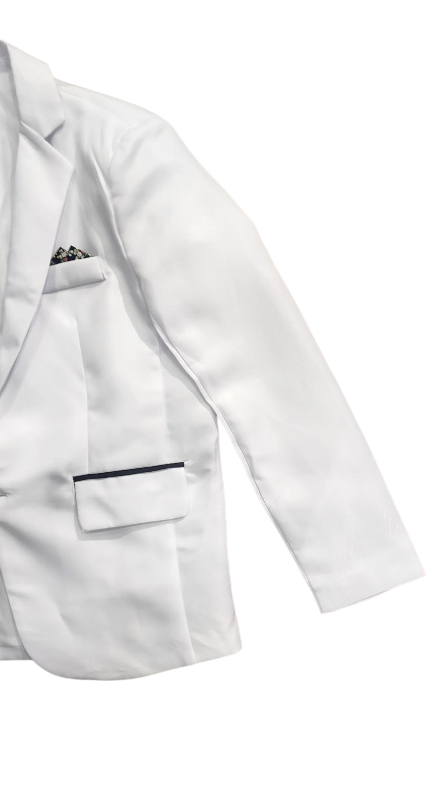 White Women's Blazer Jacket with Pocket Square